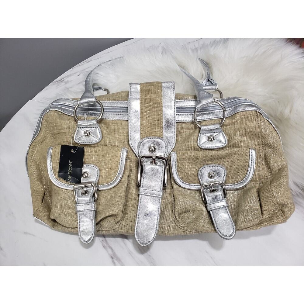 NEW LANE BRYANT Faux Leather Shoulder Hangbag Purse y2k taupe silver vintage